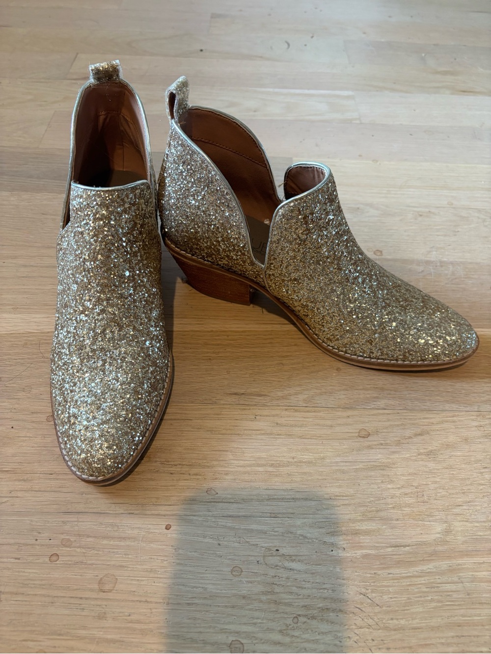 Gold Glitter Ankle Booties - Women's Sparkle Booties